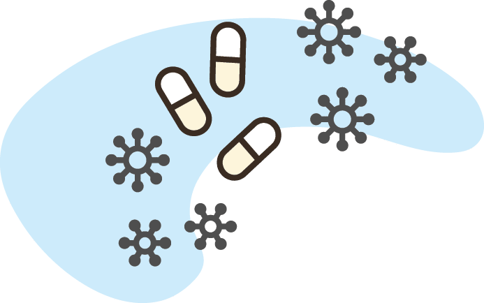 autoimmune icon of pills and bacteria